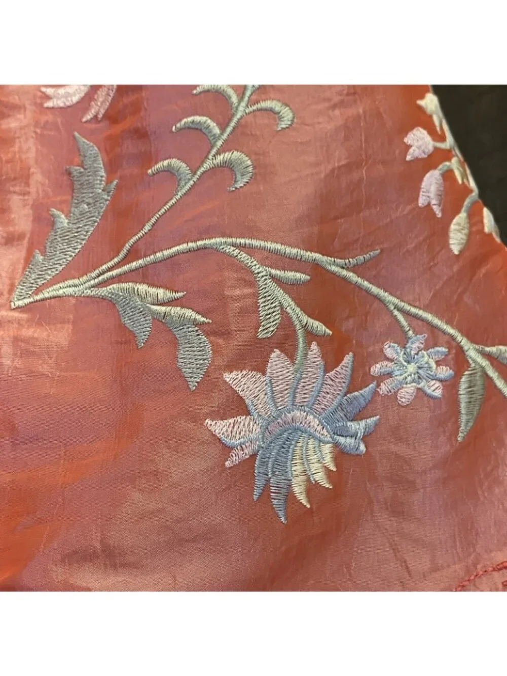 VTG Reversible Silk Embroidered Asian Open Jacket Floral Butterfly Boho SZ XL